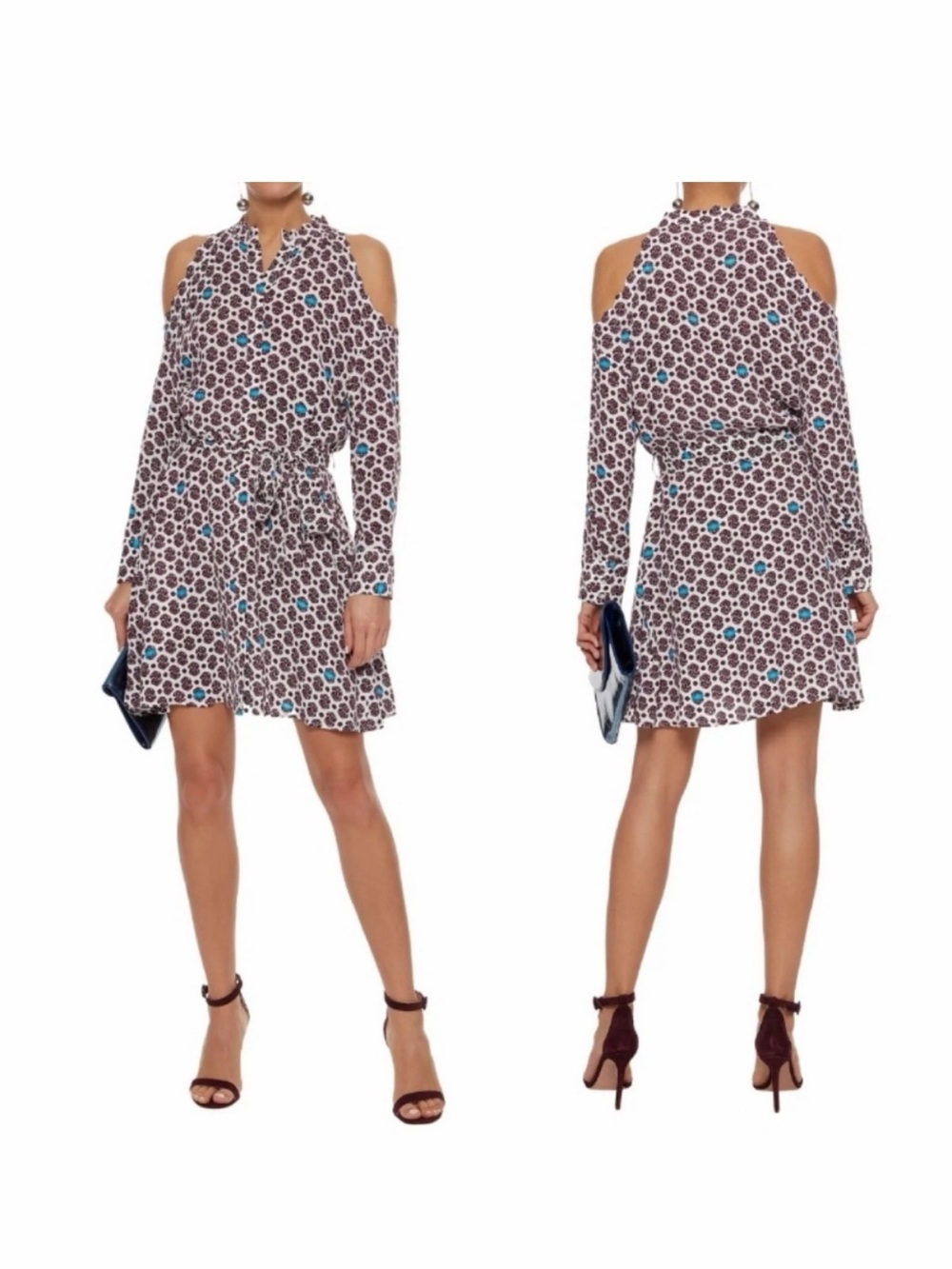 Maje Cold-Shoulder Printed Dress